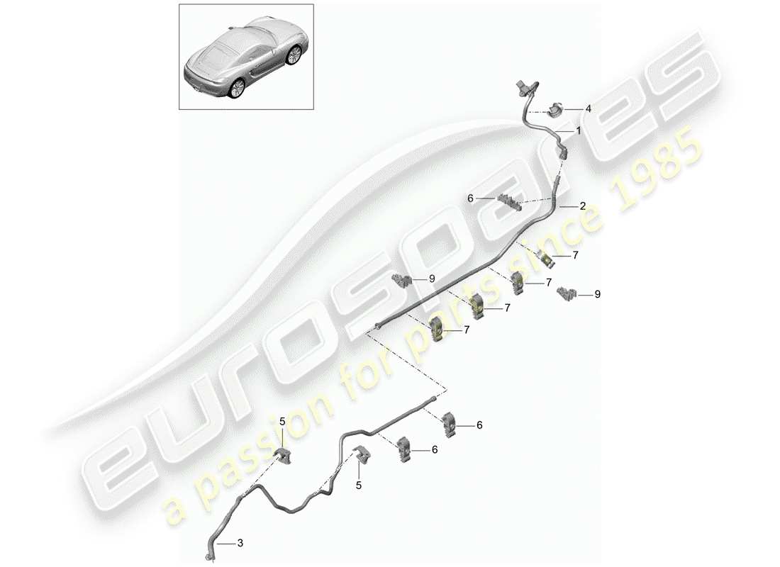 porsche 2014 (981 cayman) vacuum line parts diagram