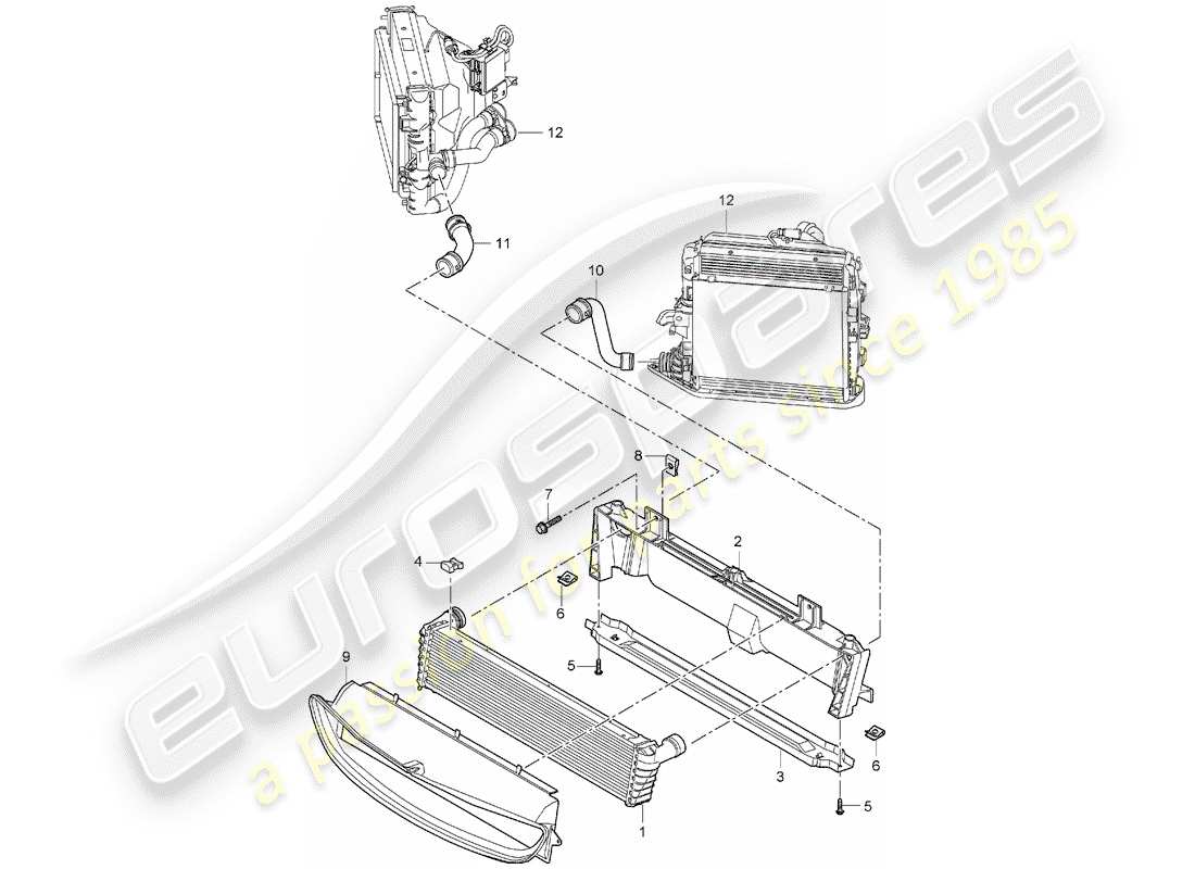 porsche 2008 (987 boxster) radiator parts diagram