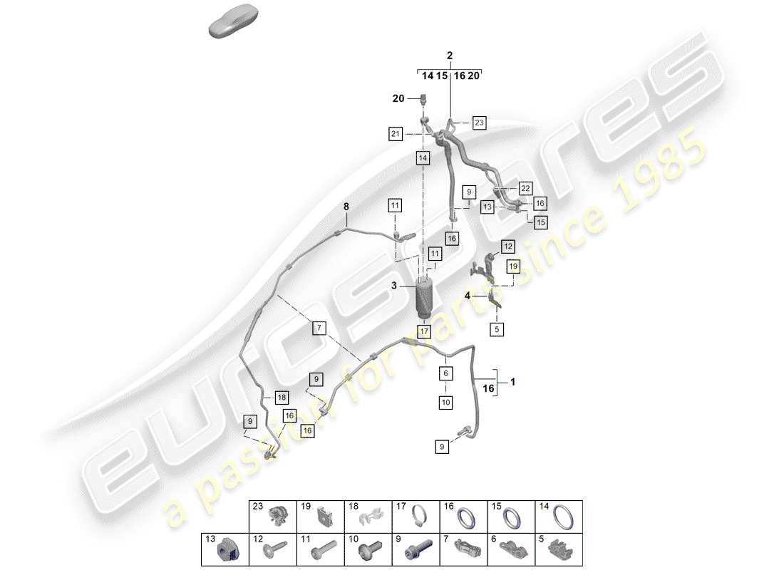 porsche 2020 (718 boxster spyder) air conditioner part diagram