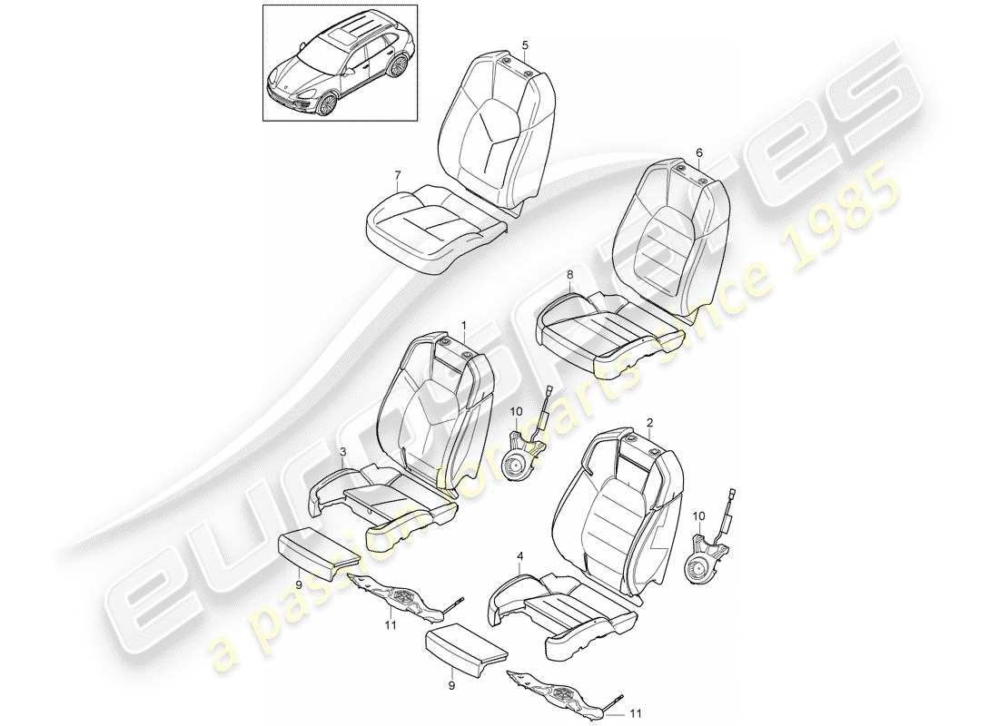 porsche 2011 (cayenne e2 92a) foam part part diagram