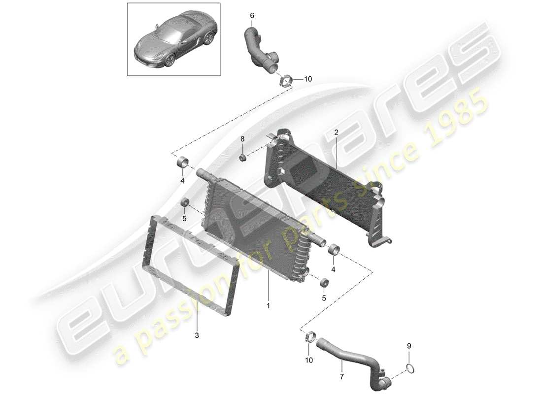 porsche 2013 (981 boxster) radiator parts diagram