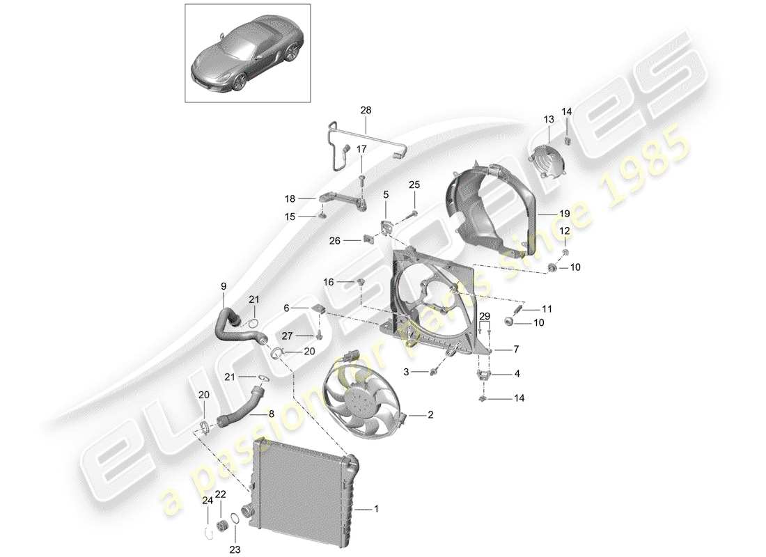 porsche 2012 (981 boxster) water cooling 2 part diagram