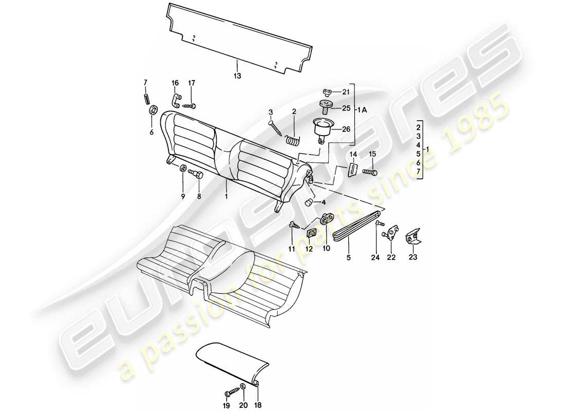 porsche 1983 (944) emergency seat - single parts part diagram