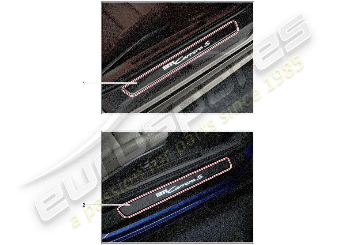 porsche 2016 (tequipment 98x/99x) scuff plate - sill panel part diagram
