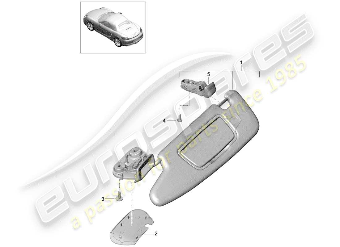 porsche 2013 (981 boxster) sun vizors parts diagram