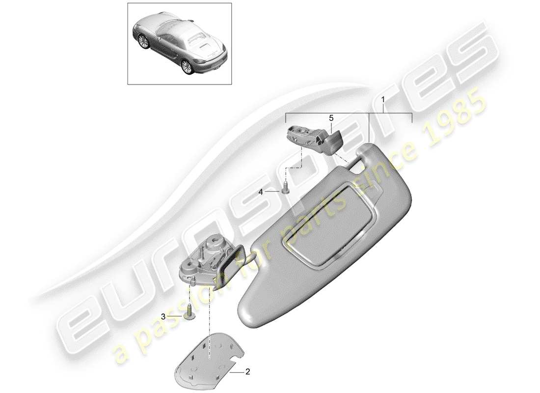 porsche 2013 (981 boxster) sun vizors parts diagram