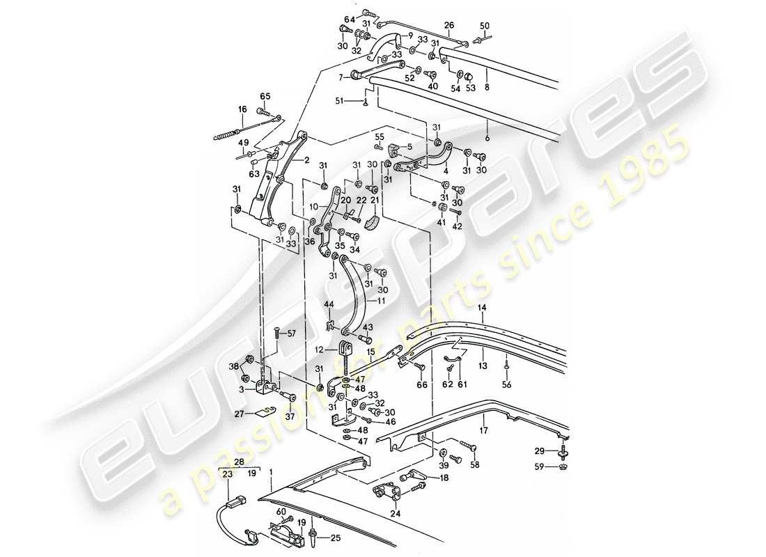 porsche 1994 (968) top frame parts diagram