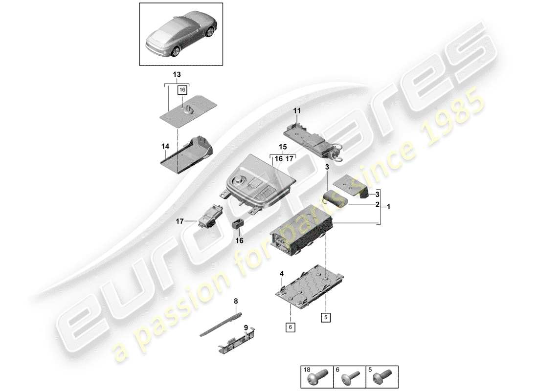 porsche panamera 971 (2018) for vehicles with telephone part diagram