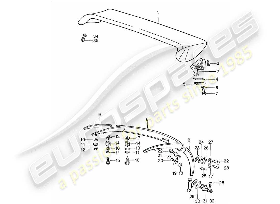 porsche 1989 (928) spoiler part diagram