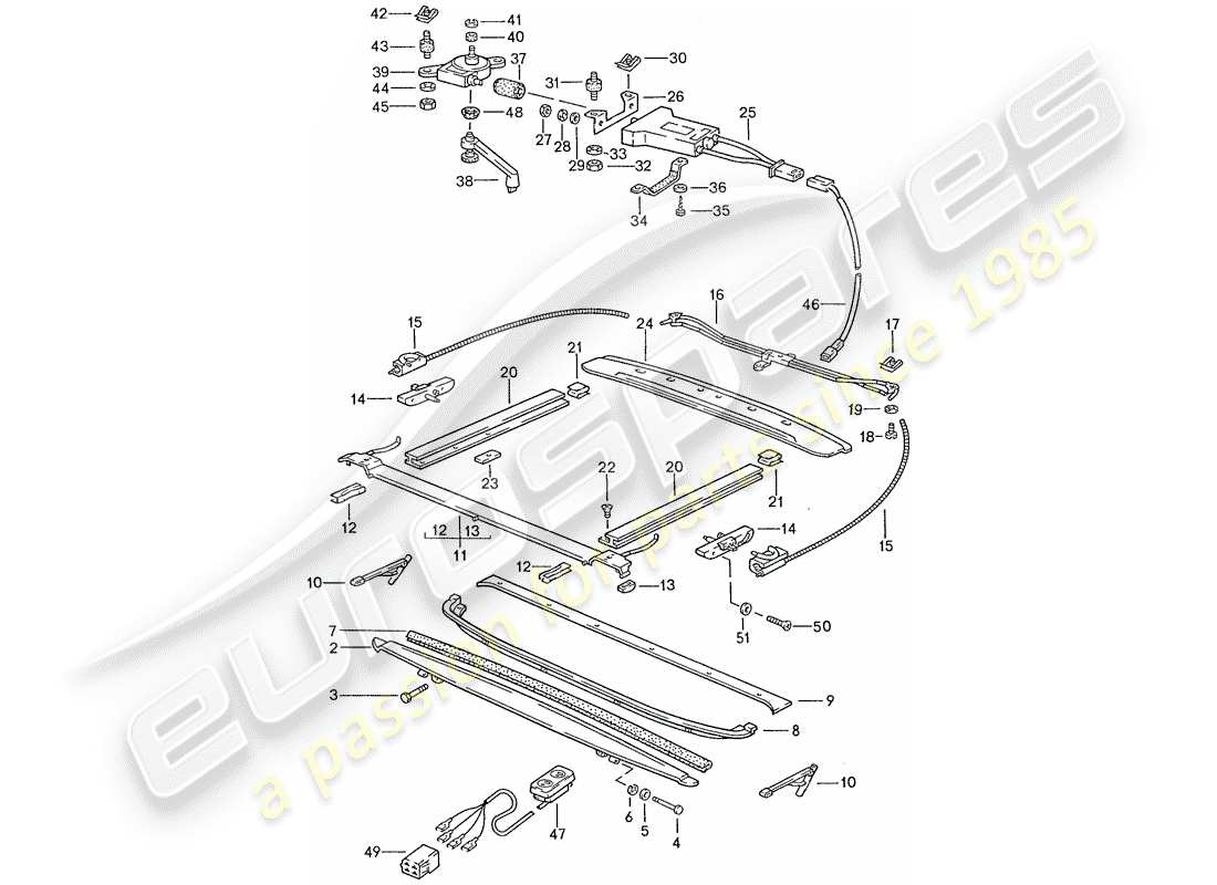 porsche 1990 (928) sunroof - electrically adjustable part diagram