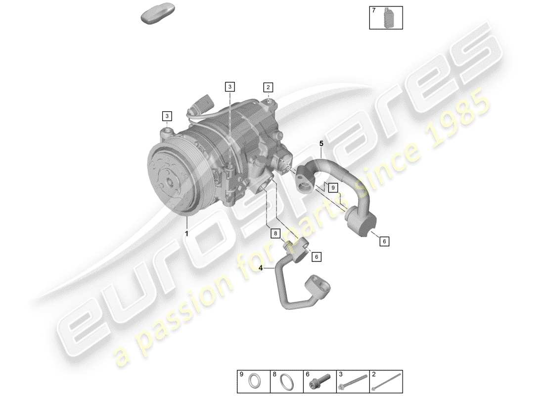 porsche 2020 (718 boxster spyder) compressor part diagram