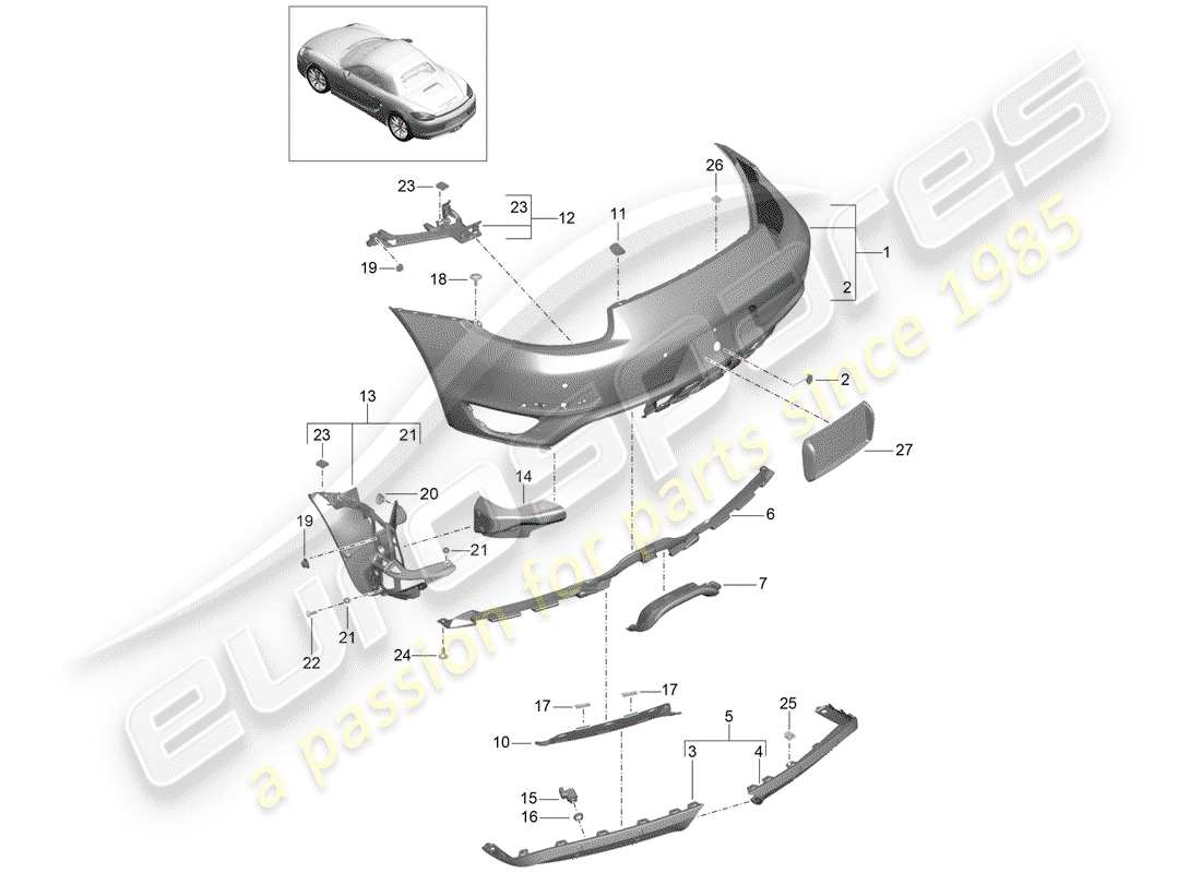 porsche 2012 (981 boxster) bumper part diagram