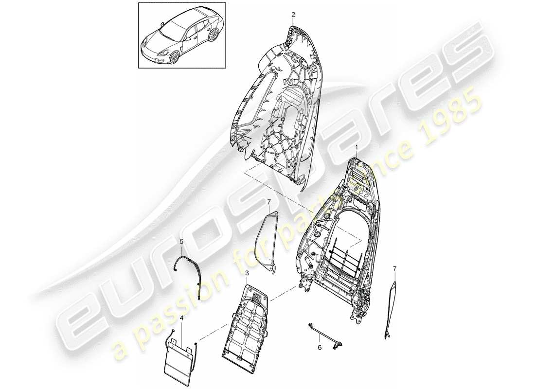 porsche panamera 970 (2013) backrest shell parts diagram