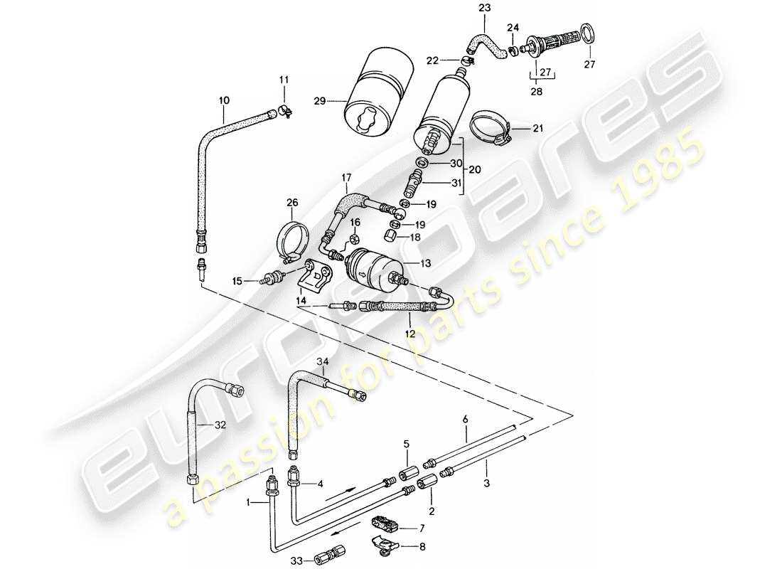 porsche 1989 (944) fuel system parts diagram