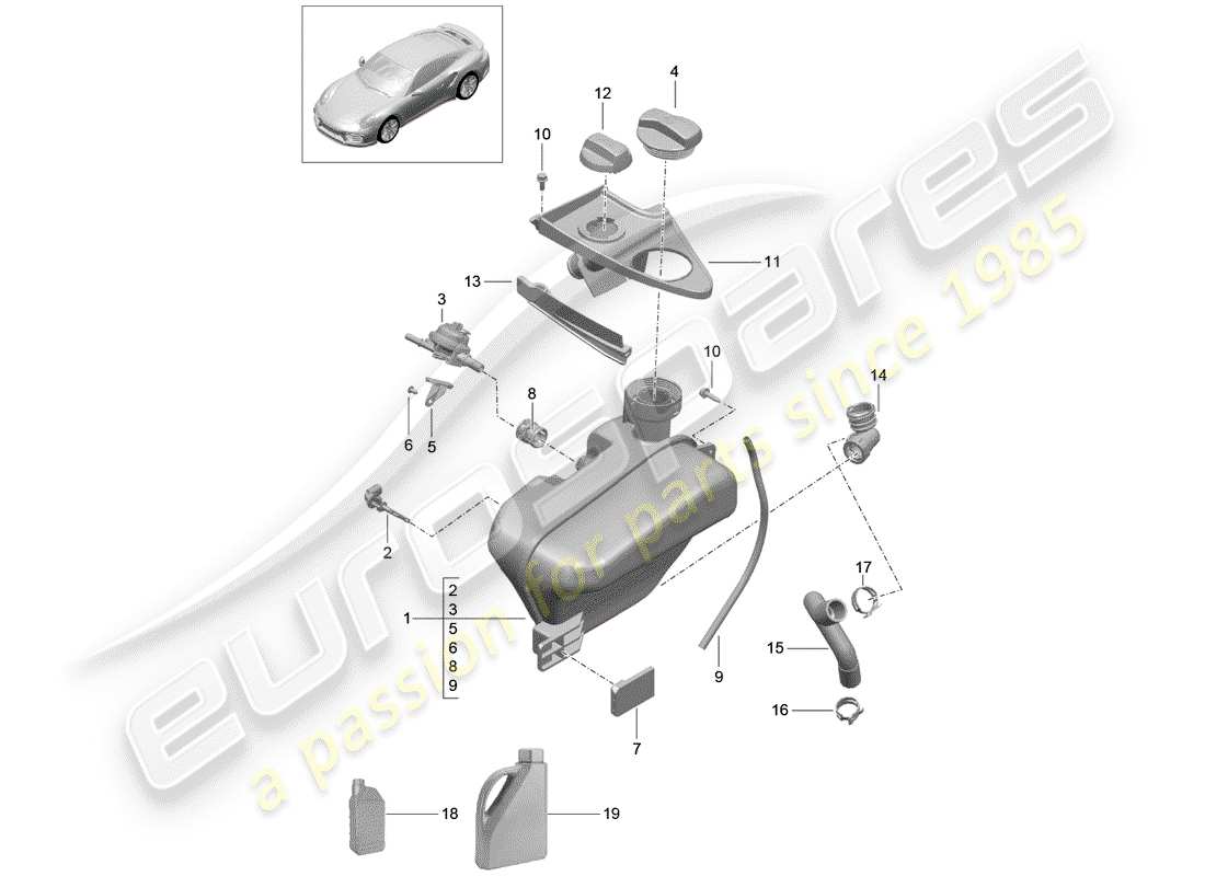 porsche 2014 (991-1 turbo) water cooling part diagram