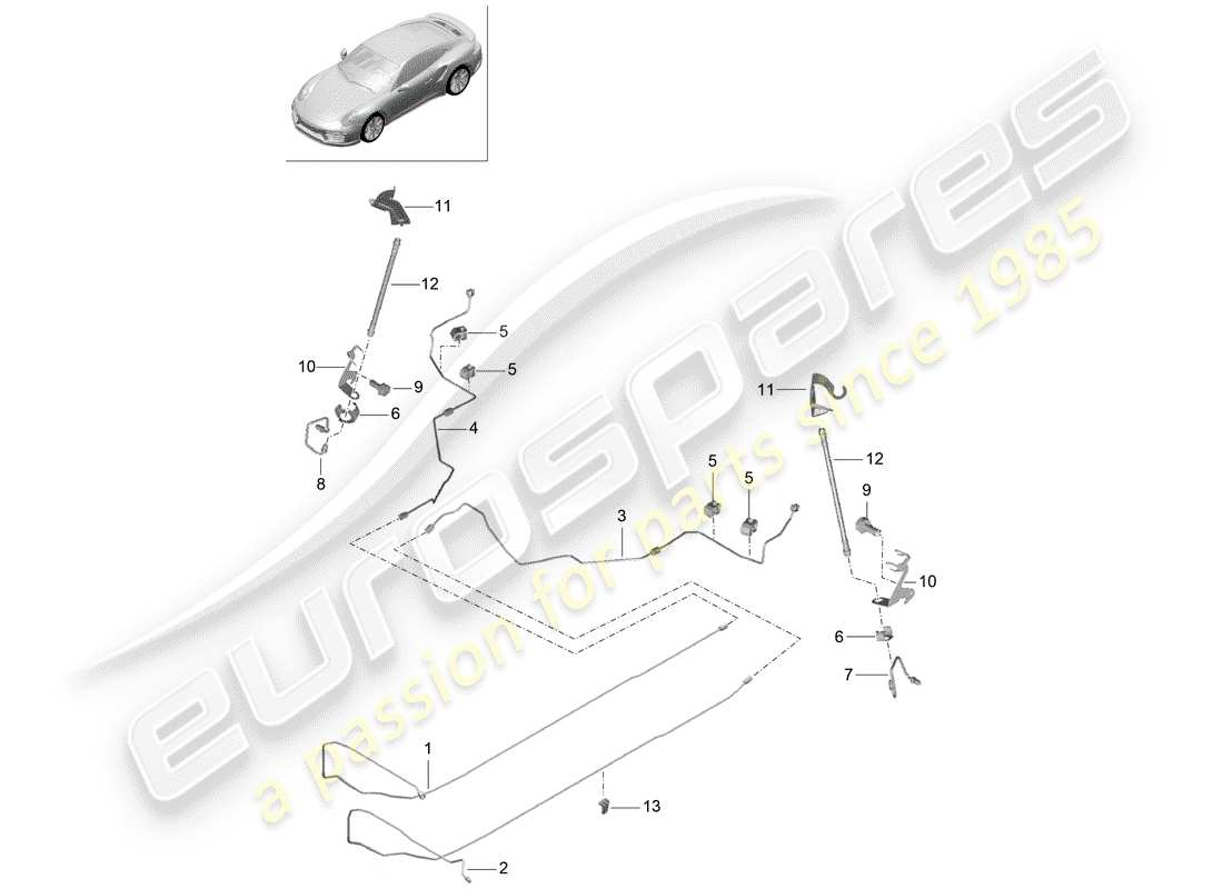 porsche 2015 (991-1 turbo) brake line part diagram