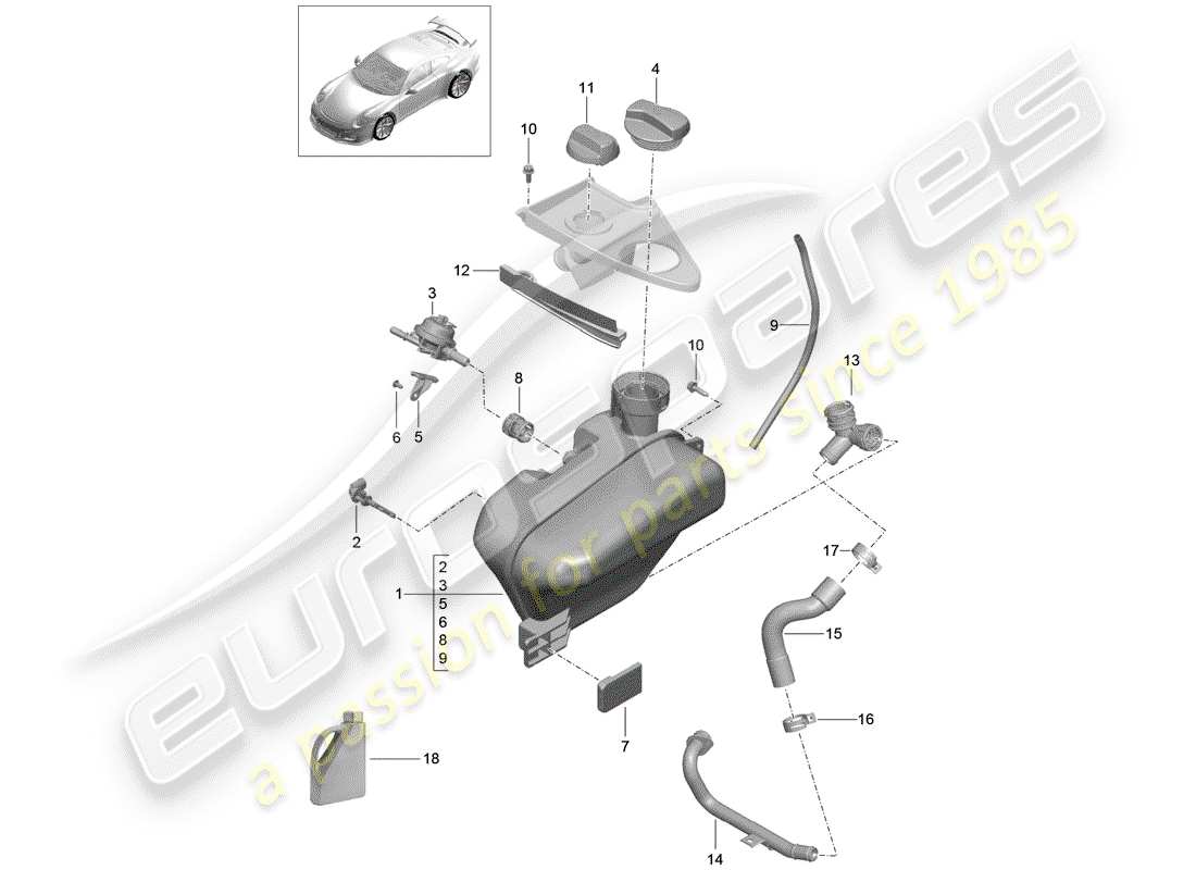 porsche 2017 (991-2 r/gt3/rs) water cooling part diagram