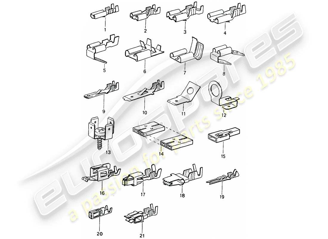 porsche 1994 (964) male blade terminal - push-on connector part diagram