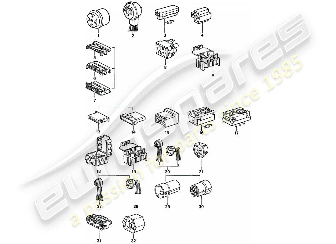 porsche 1995 (968) connector housing parts diagram