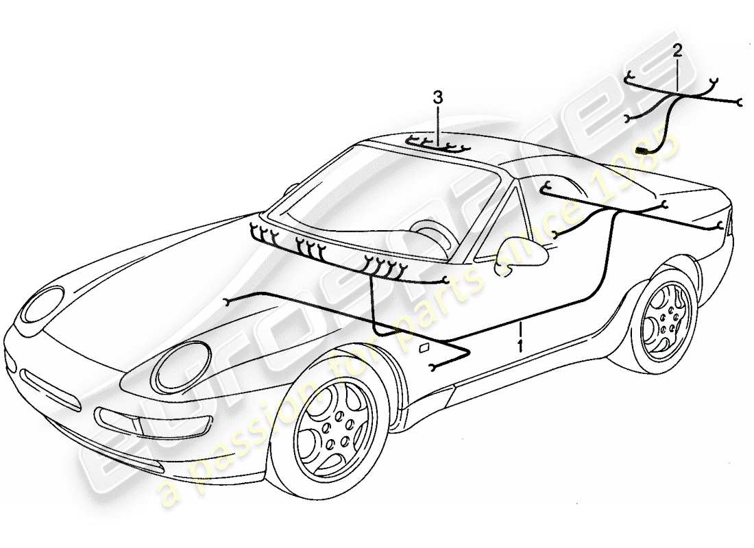 porsche 1995 (968) wiring harnesses - passenger compartment parts diagram