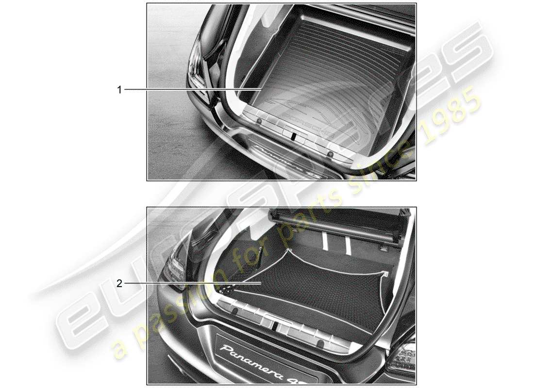 porsche 2014 (tequipment panamera) luggage compartment liner parts diagram