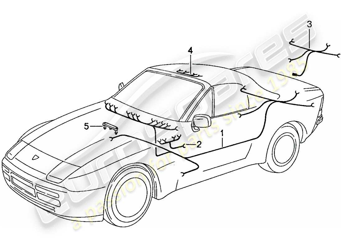 porsche 1991 (944) wiring harnesses - passenger compartment parts diagram