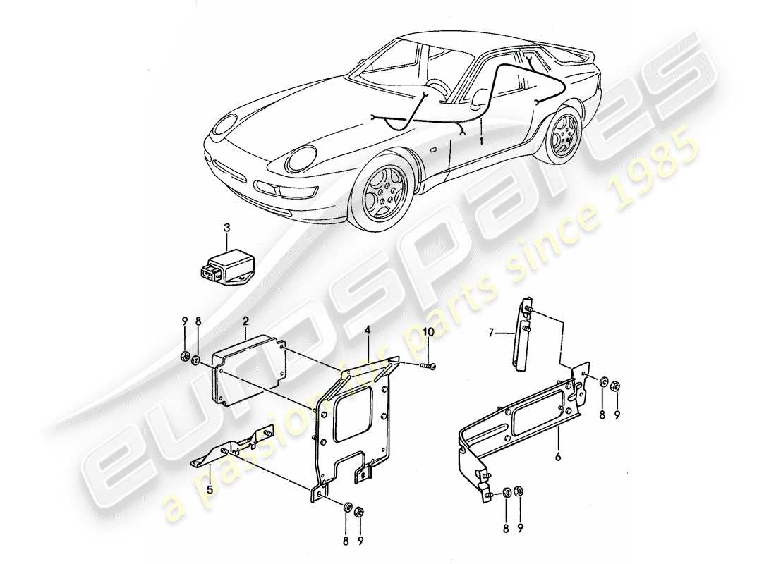 porsche 968 (1995) wiring harnesses - control units - tiptronic part diagram