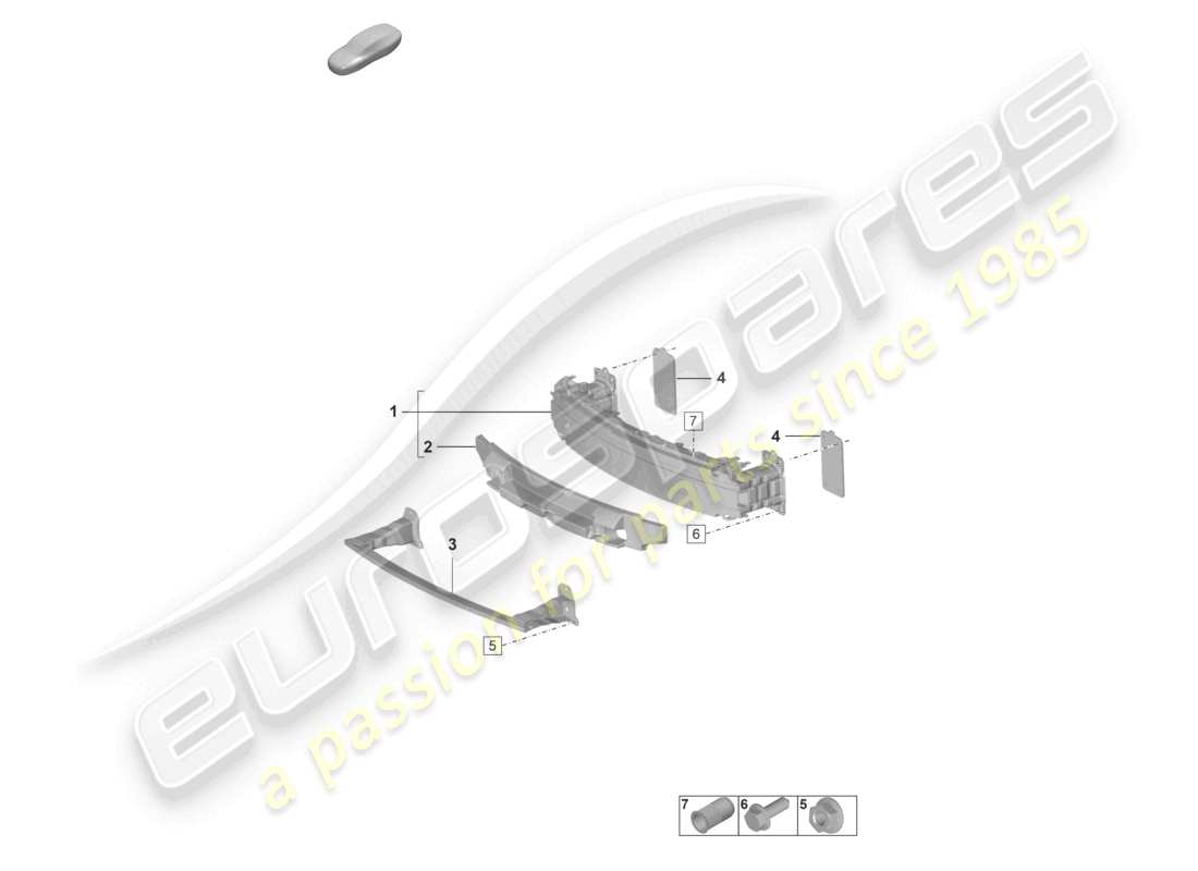 porsche 2019 (992-1) bumper carrier front sport design package parts diagram