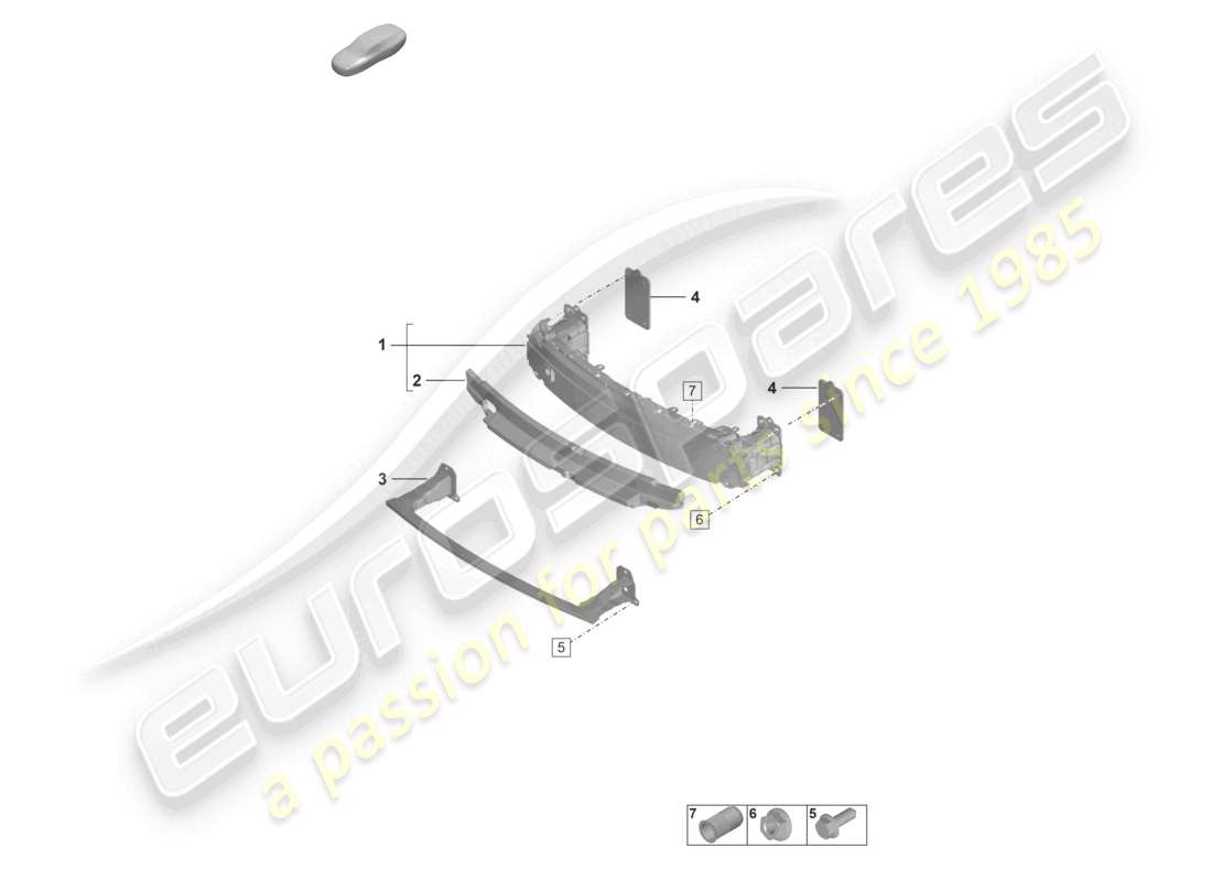 porsche 2019 (992-1) bumper carrier front parts diagram