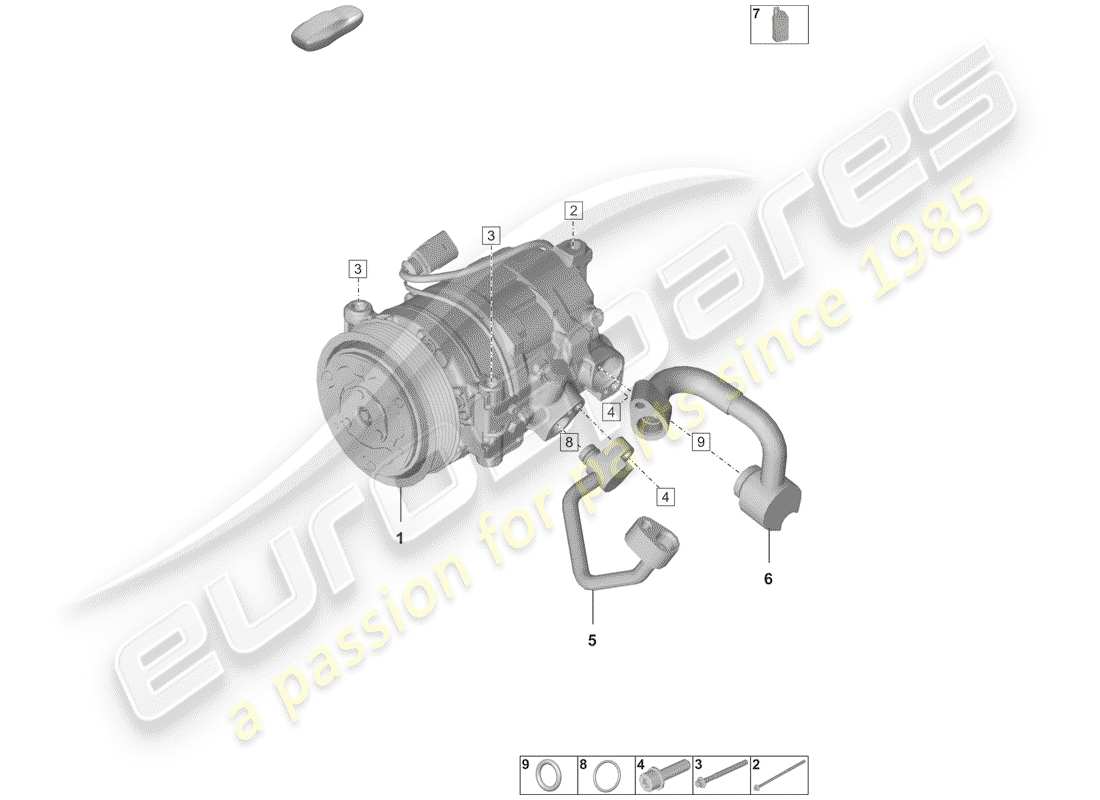porsche 2019 (992-1) air conditioner compressor parts diagram