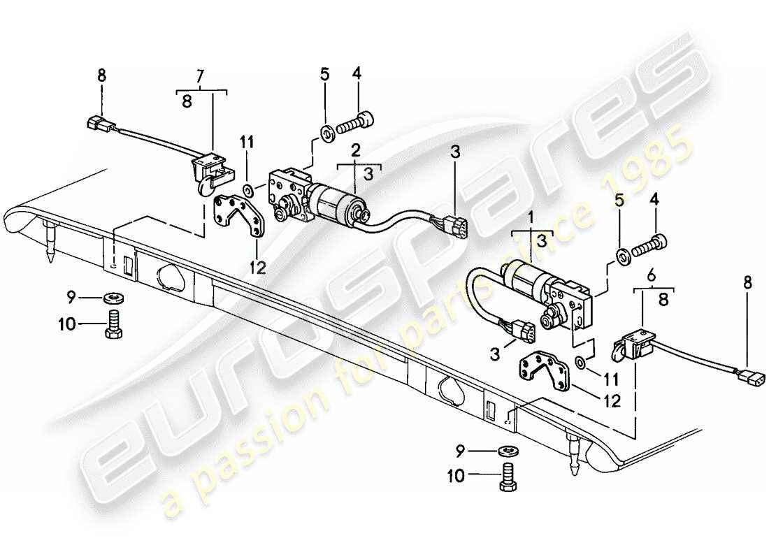 porsche 1986 (911) convertible top - catch - electrically adjustable - d - mj 1986>> part diagram