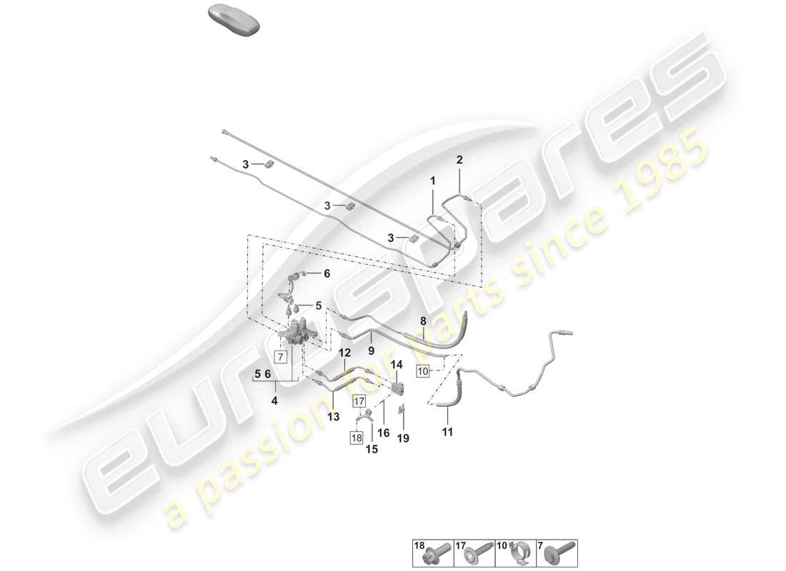 porsche 992 (2019) hydraulic line parts diagram