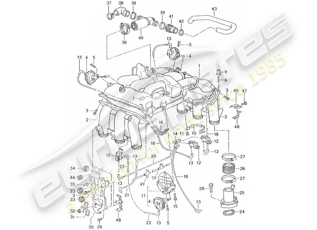 porsche 1996 (993) intake air distributor part diagram