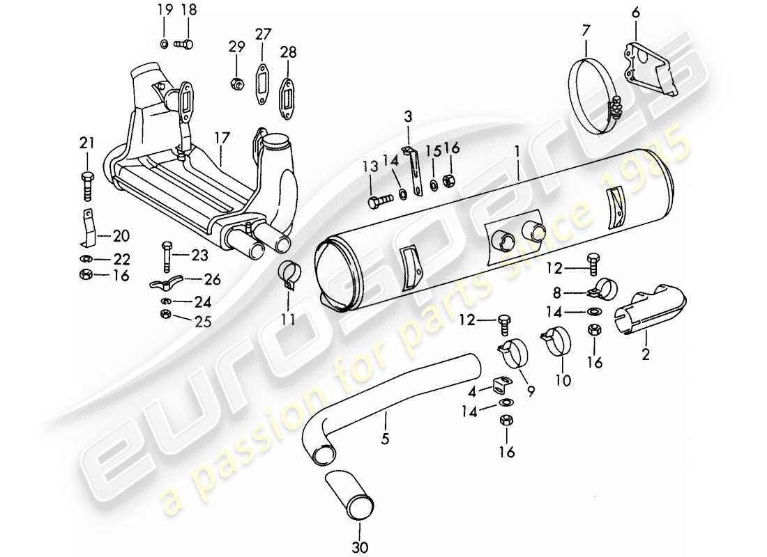 porsche 1966 (911/912) exhaust system - for - (d) + (s) part diagram