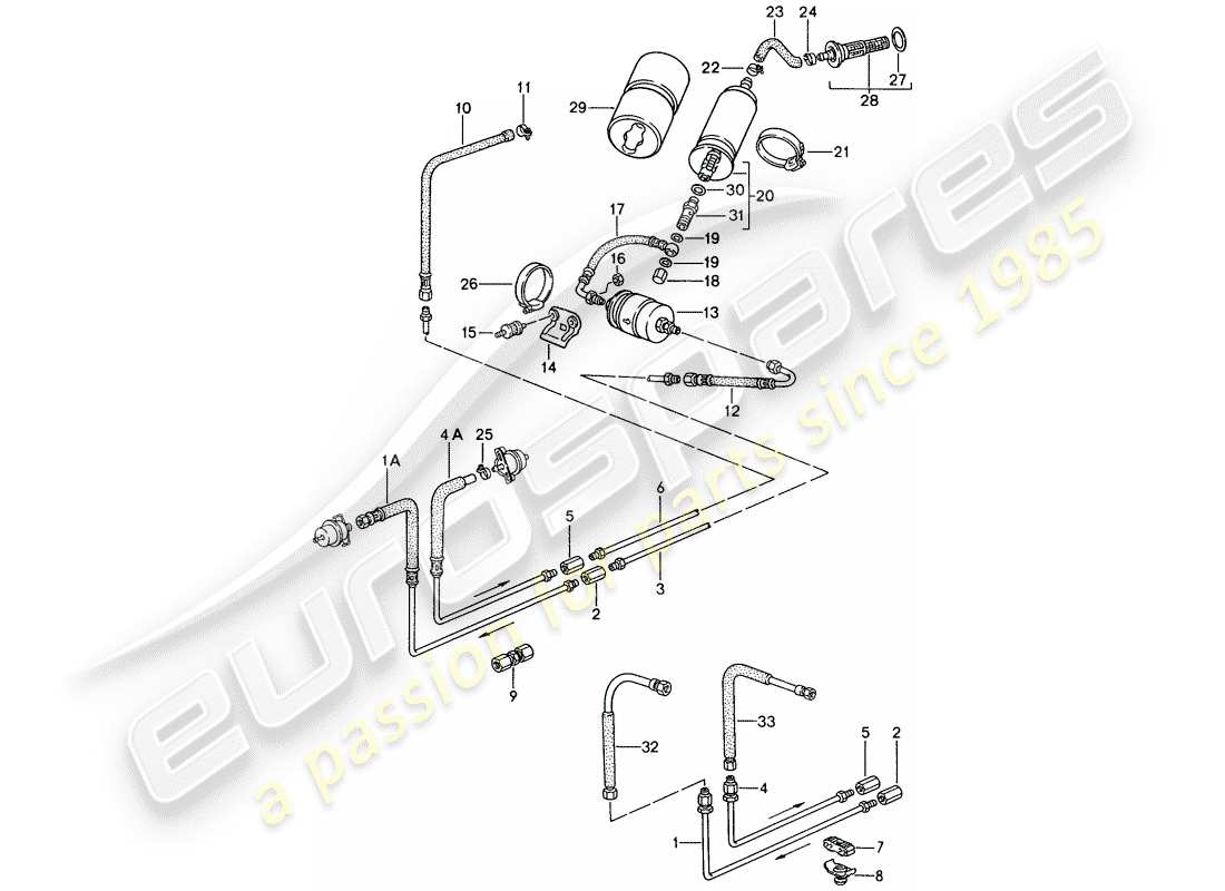 porsche 1990 (944) fuel system part diagram