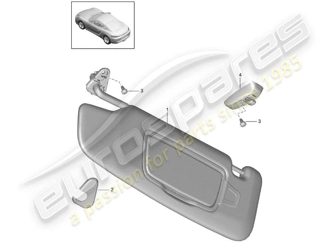 porsche 2017 (718 cayman) sun vizors part diagram