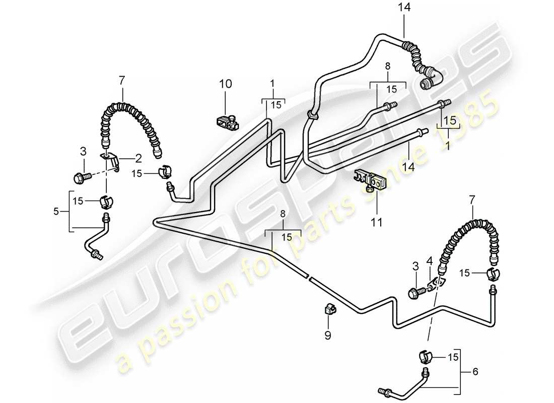 porsche 2007 (987 boxster) brake line part diagram