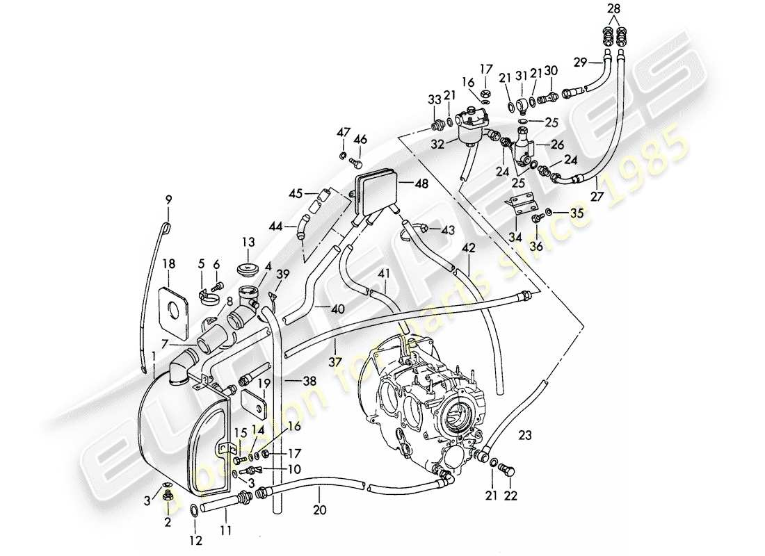 porsche 1962 (356b/356c) engine lubrication part diagram