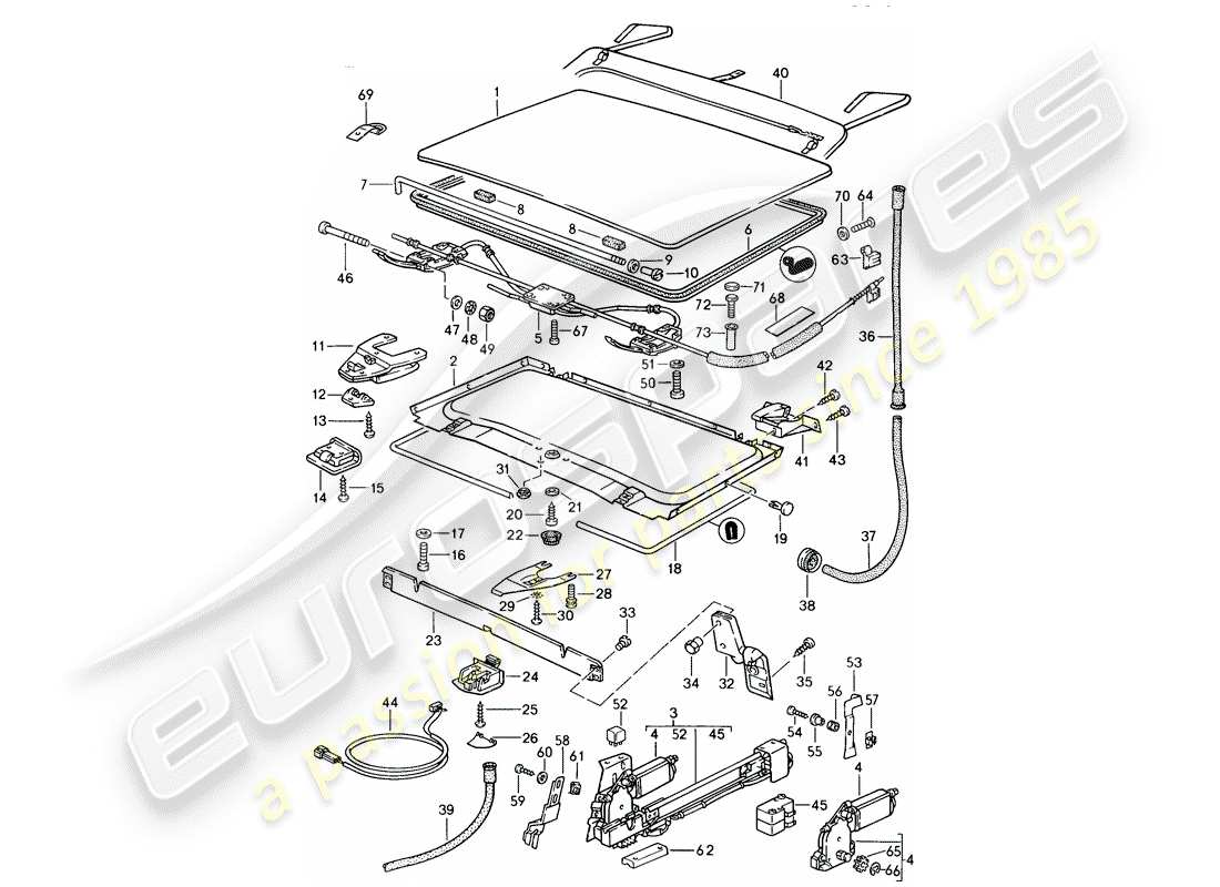 porsche 1987 (924s) lifting roof parts diagram
