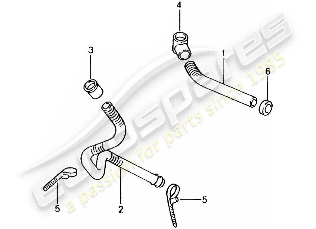 porsche 2000 (996) water drain pipe - fasteners - sound absorber - heater - air distribution housing part diagram