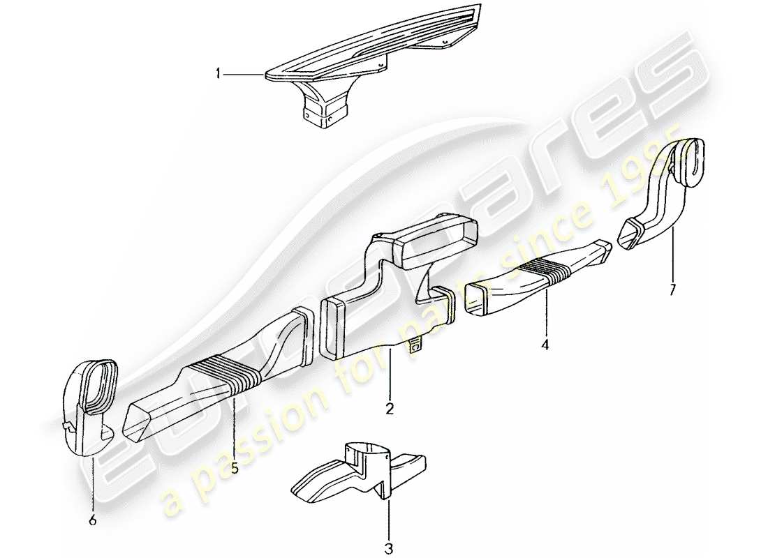 porsche 2000 (996) heater - air duct part diagram