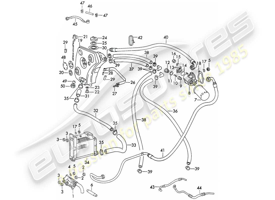 porsche 1973 (911) engine lubrication - typ 911/51/52/57 - d - mj 1972>> - mj 1973 part diagram