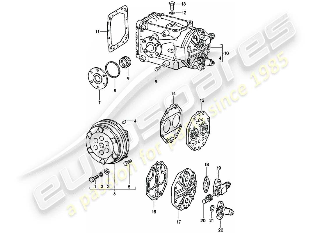 porsche 1983 (911) compressor part diagram