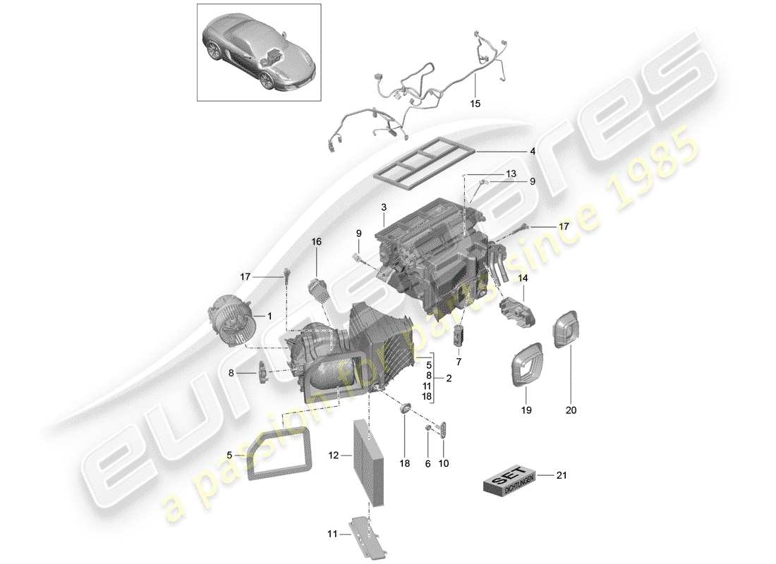 porsche 2012 (981 boxster) air conditioner part diagram