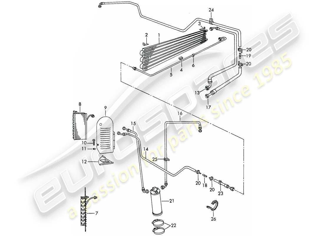 porsche 1966 (911/912) refrigerant circuit - air conditioner - d >> - mj 1968 part diagram