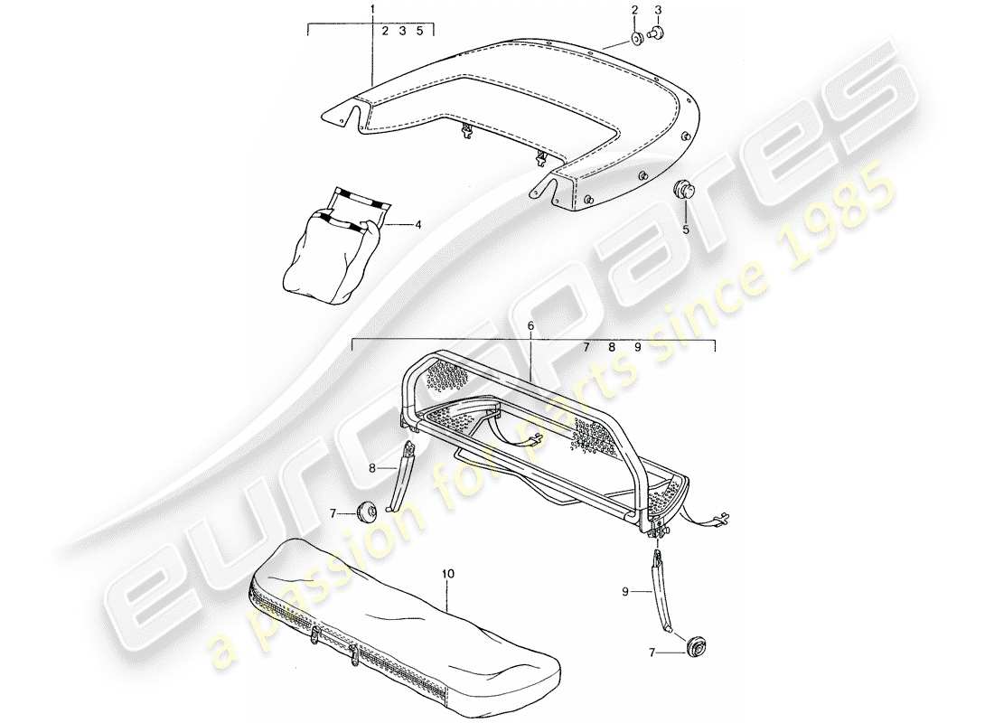 porsche 1990 (tequipment) boot cover part diagram