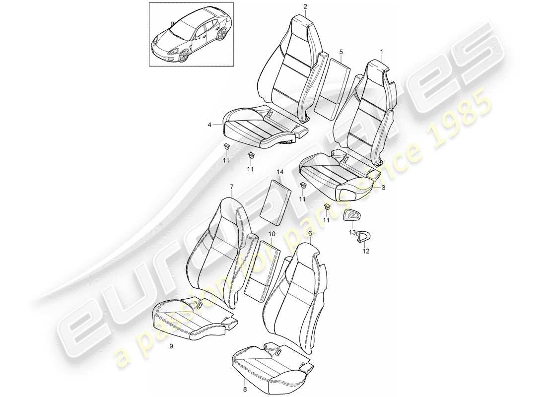 porsche 2014 (panamera 970) cover part diagram