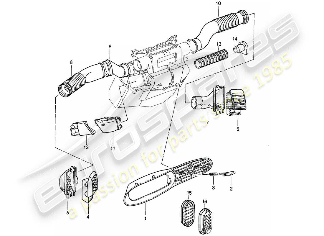 porsche 1993 (968) air duct part diagram
