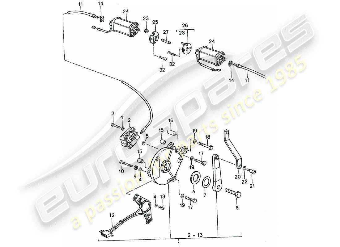 porsche 1993 (968) convertible top control - electric parts diagram