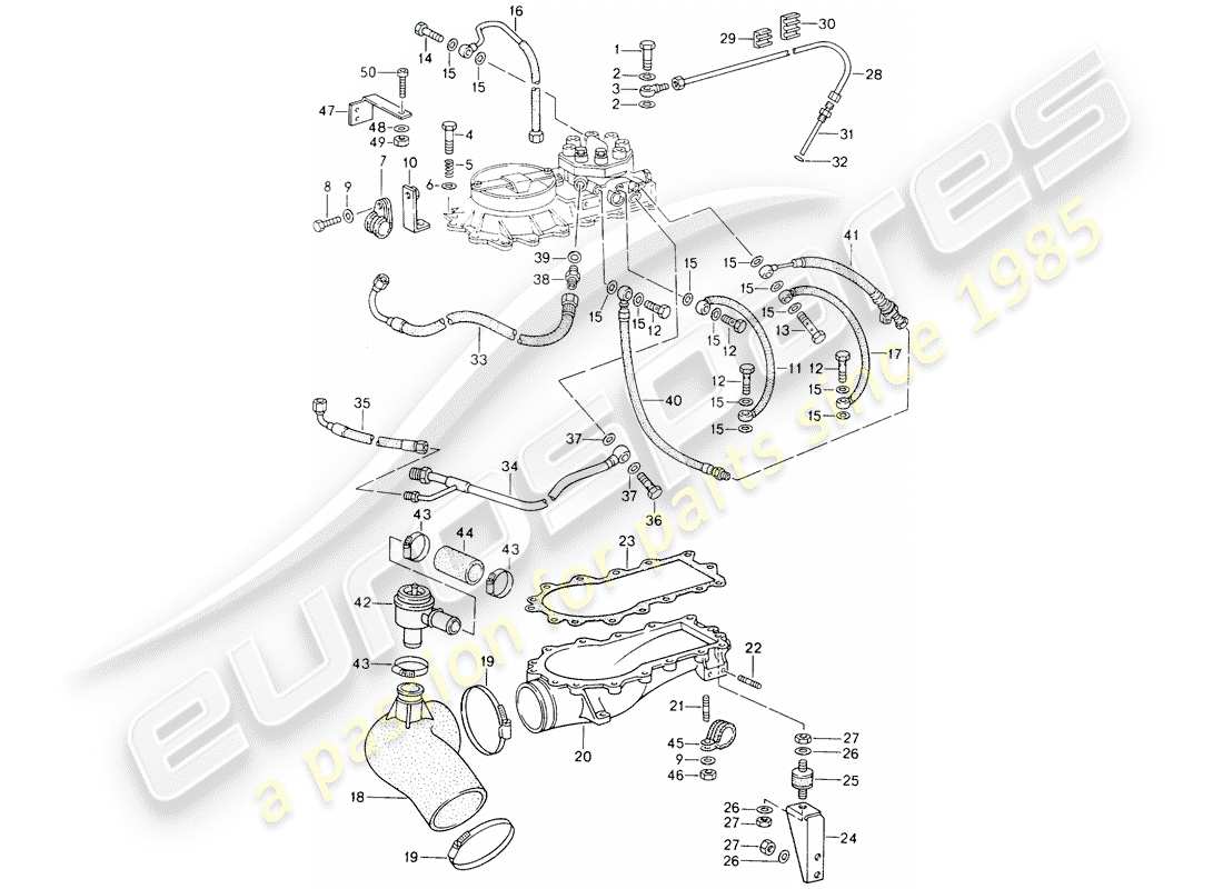 porsche 1990 (964) k-jetronic parts diagram